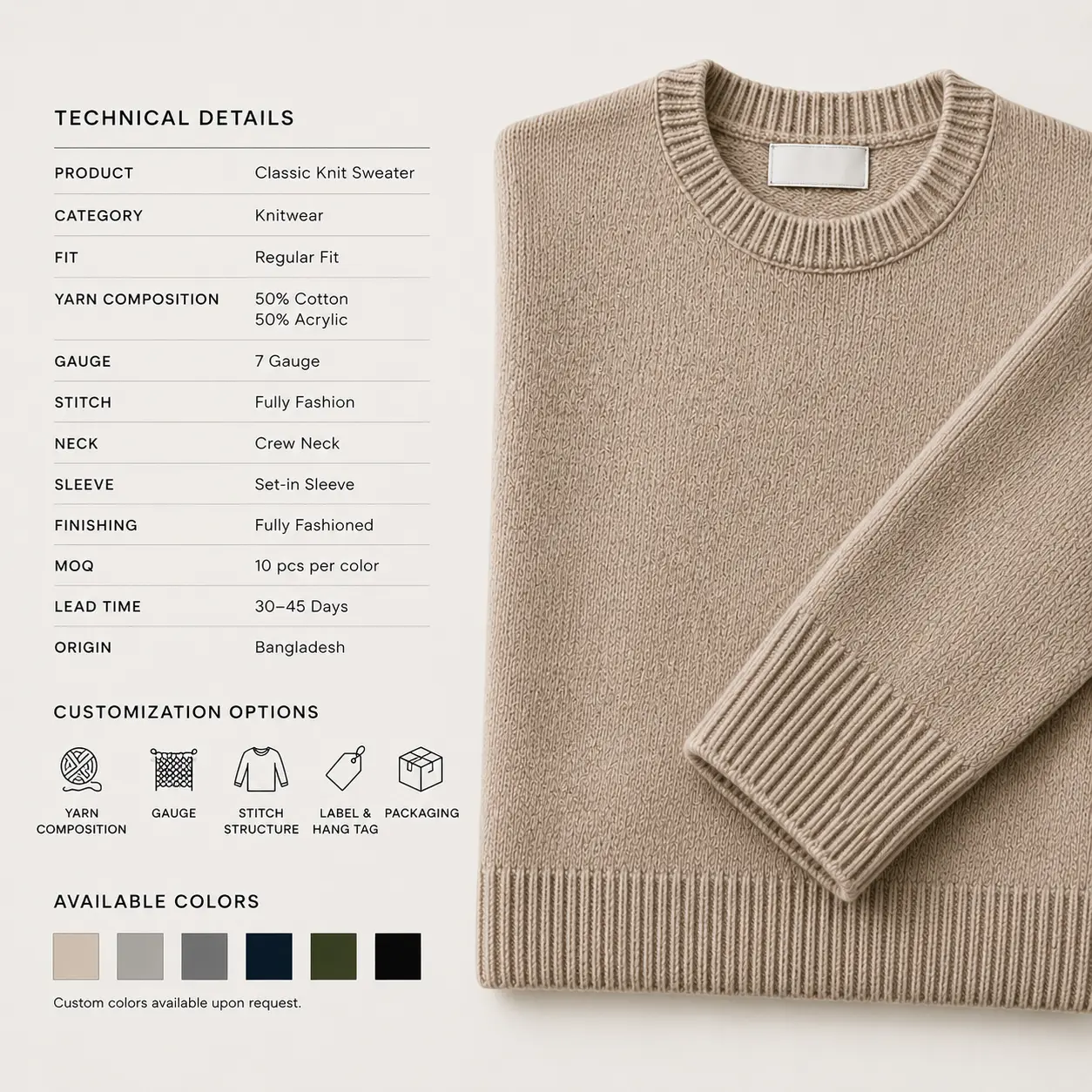 Classic Knit Sweater Technical Details