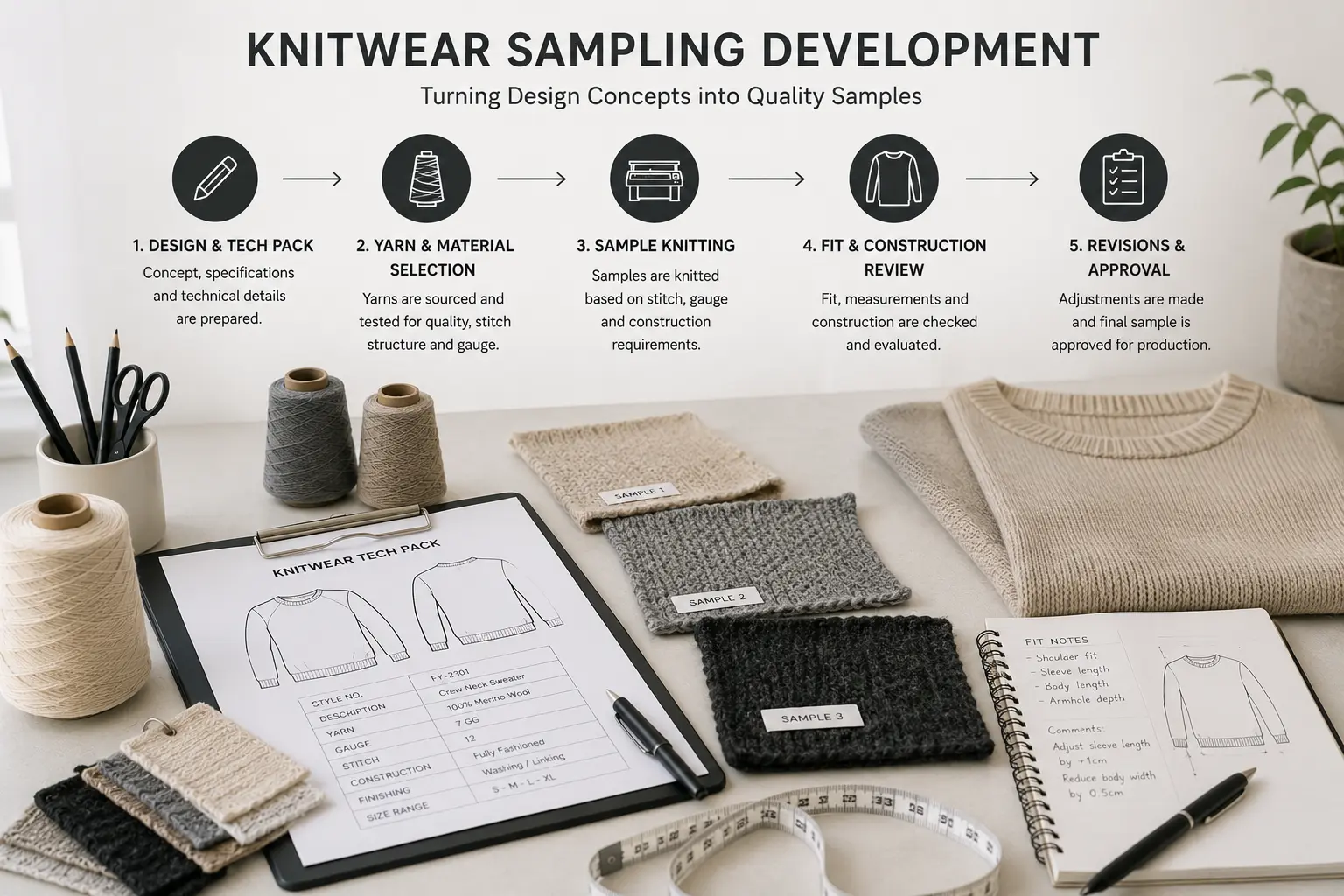 Knitwear sample development process