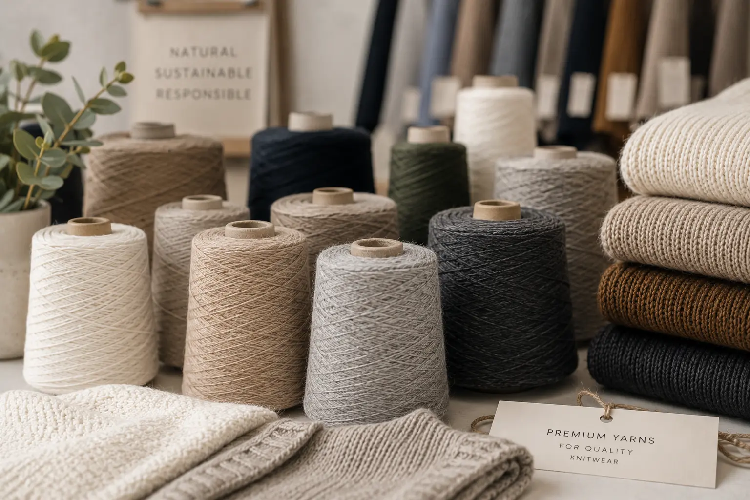 Premium sustainable yarn used for luxury knitwear production